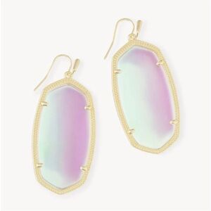 NWT Kendra Scott gold Danielle Dichroic Iridescent Earrings